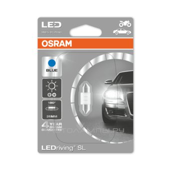Fest T10,5x31 12V-LED 0,50W (SV8,5) 6000K (блистер 1шт.) Blue LEDriving standart 6431BL-01B