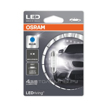 C5W 12V-LED 0,5W (SV8,5) 6000K (блистер 1шт.) Blue LEDriving standart 6436BL-01B