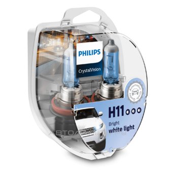 H11 12V- 55W (PGJ19-2) (белый яркий свет) Crystal Vision +W5W 12V-5W (W2,1x9,5d) Crystal Vision (по 12362CVSM